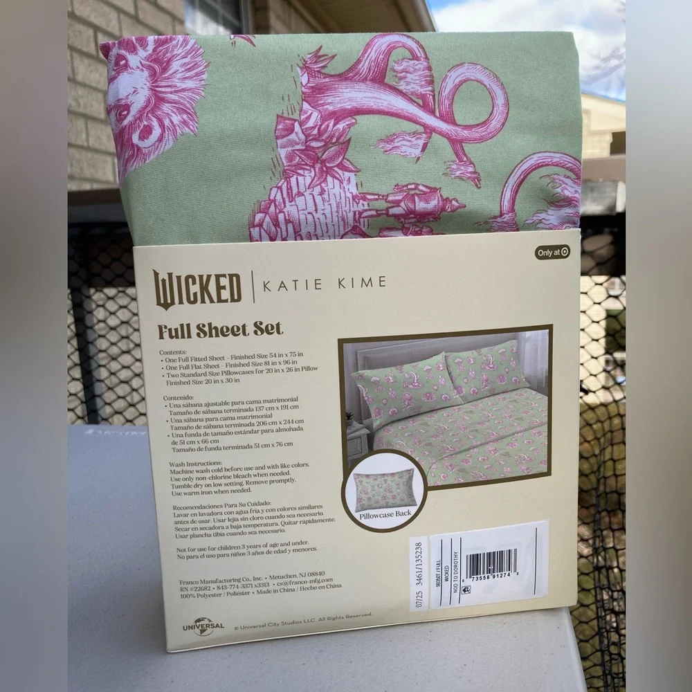 Wicked For Good Katie Kime Artwork Full Sheet Set Green Pink Character Artwork